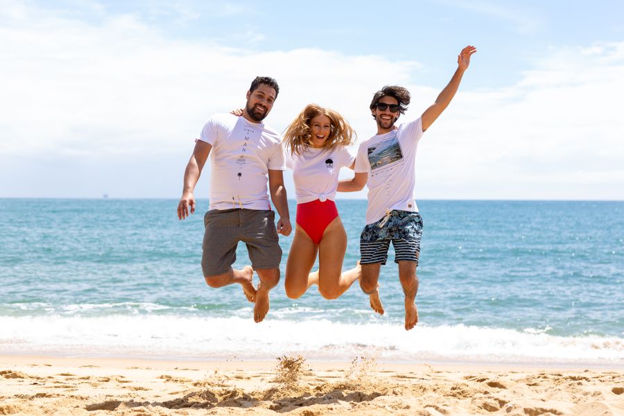 two men and one woman jumping near shore — Country Connectivity Fact Sheet: the fastest way to turn a vague travel question into a next step.